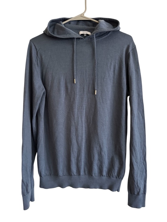 Reiss Other - REISS 100% Extra Fine Merino Wool Hoodie Blue Lightweight Knit Sweater Size S